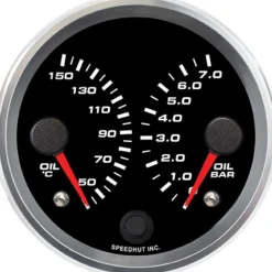 Speedhut 3-3/8" Dual Met Oil Temp / Oil Pressure Gauge (R3-DG9-REV)