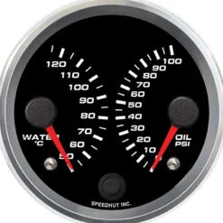 Speedhut 3-3/8" Dual Met Water Temp / Oil Pressure Gauge (R3-DG5-REV)