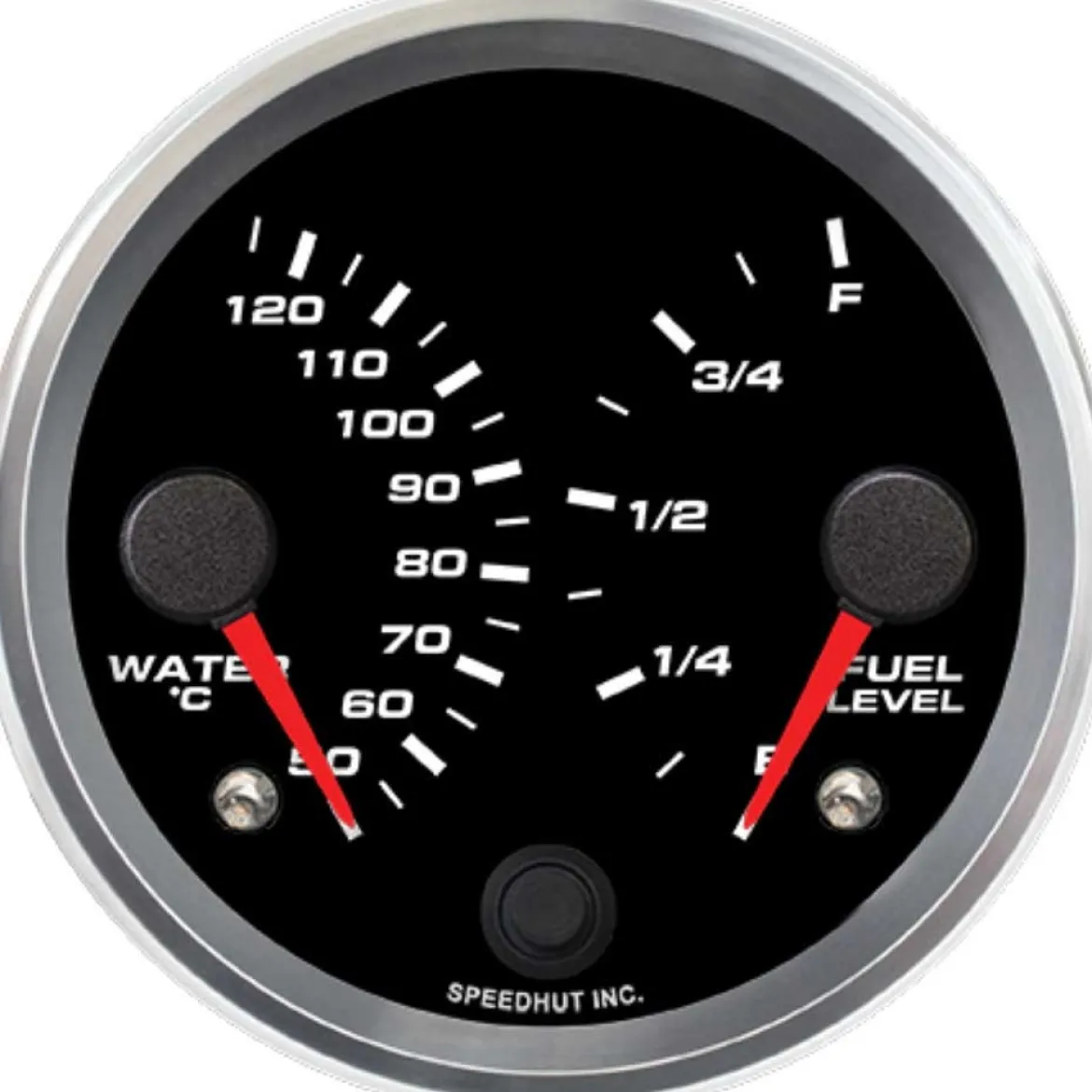 Speedhut 3-3/8" Dual Met Water Temp / Fuel Level Gauge (R3-DG8-REV)