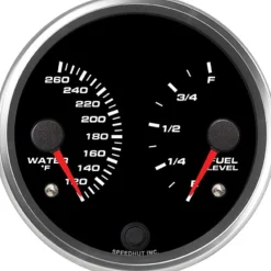 Speedhut 4" Porsche Series Water Temp / Fuel Level Gauge (R4-DG3-PCH)