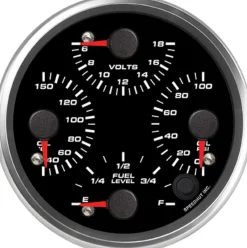 Speedhut 4" Quad Met Oil Temp/Volt/Oil PSI/Fuel Level (R4-QG3-REV)