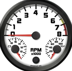 Speedhut 4.5" Street XL 8K Tachomet/Volt/Oil PSI Gauge (L45-TG002-SXL)