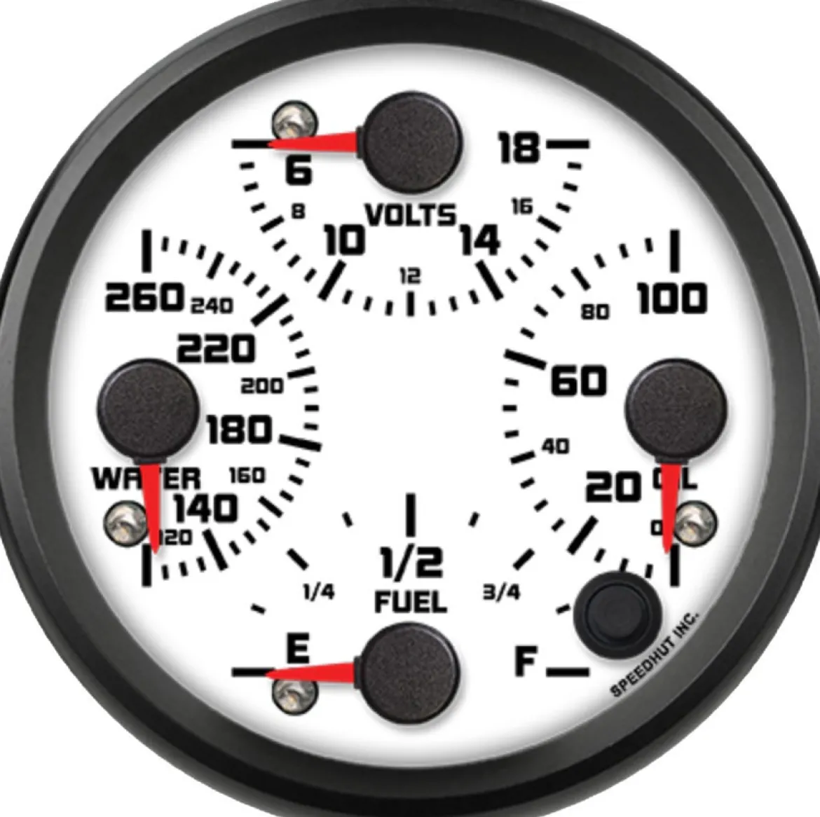 Speedhut 4" Street XL Water Temp/Volt/Oil PSI/Fuel Level (R4-QG2-SXL)
