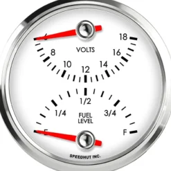 Speedhut 3-3/8" Volts / Fuel Level Gauge (top/bot) (L3-DG2-LEG)