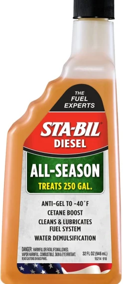 Sta-Bil Diesel All-Season - Anti-Gel Lubrication - Cetane Boost, 32 Oz. (15214)