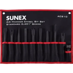 Sunex Tools 10-Piece Air Hammer Chisel Standard Set in Tool Roll (ACS10)