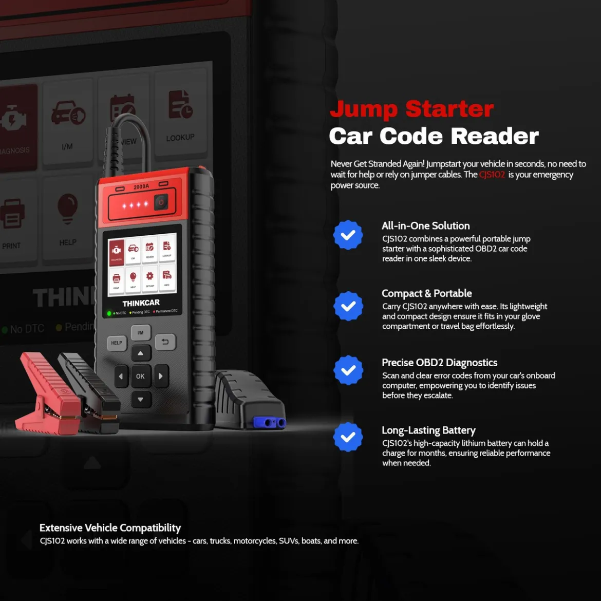 THINKCAR CJS102 Portable Vehicle Battery Jump Starter (303060002)