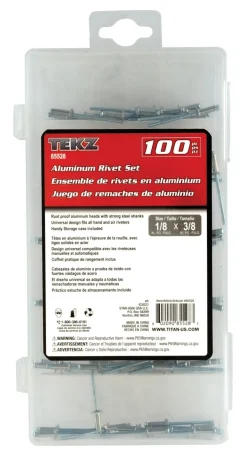 Titan Tools Aluminum/Steel Rivet Set 1/8" x 3/8" 100-Piece (85528)