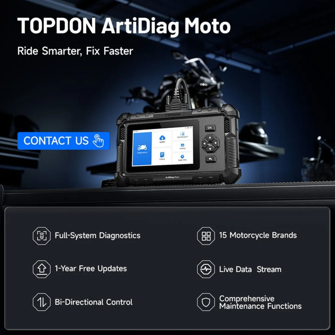 Topdon ArtDiag Moto 5 Inch Motorcycle Diagnostic Tool (ADMOTO)