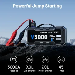 Topdon USA V3000 Battery Jump Starter, Power Bank, & Flashlight (V3000)