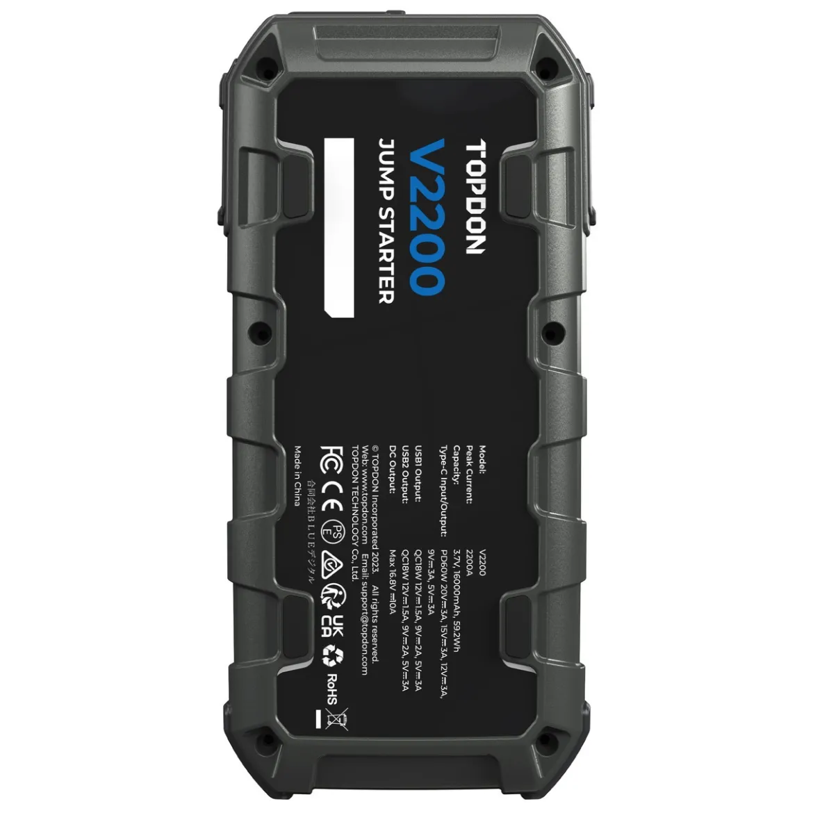 TOPDON V2200 Peak Amp Jump Starter, Power Bank & Flashlight Combo (TD52130134)