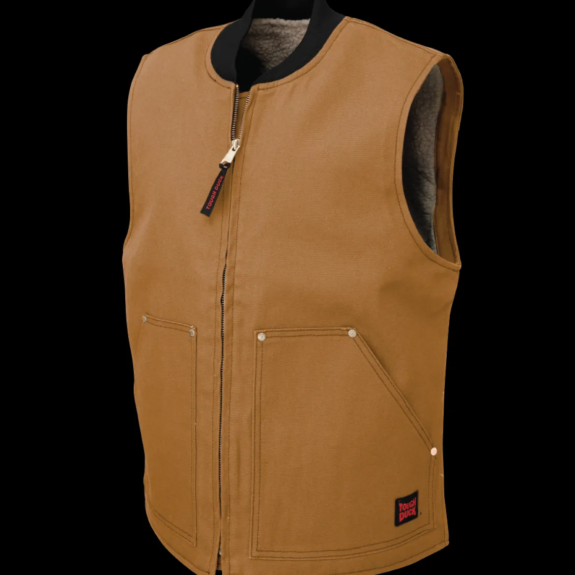 Tough Duck Men's Durable 100% Cotton 12 oz Sherpa Lined Vest (WV061, WV062)