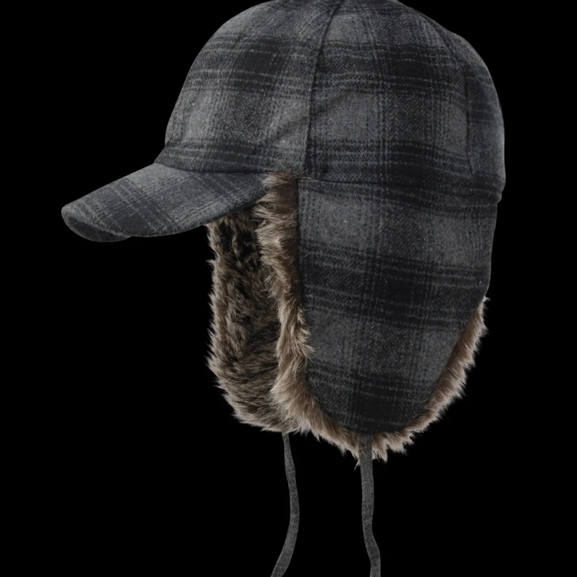Tough Duck Men's Plaid Fudd Hat with Faux Fur Trim and Ear Flaps (I16416)