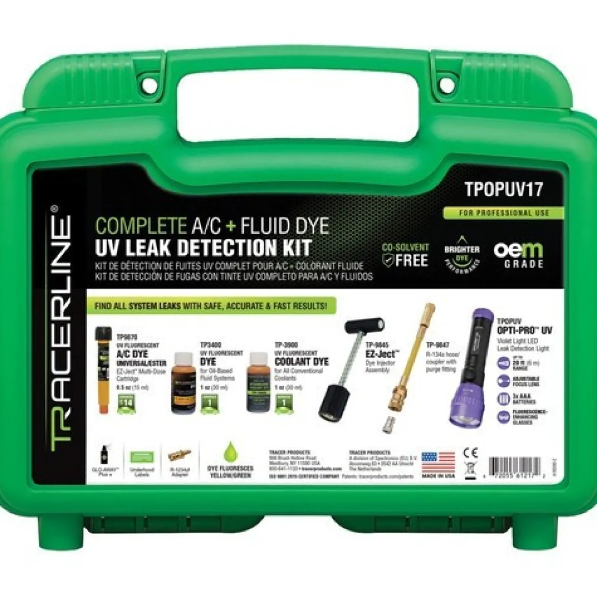 Tracerline Complete A/C & Fluid Dye UV Leak Detection Kit (TPOPUV17)