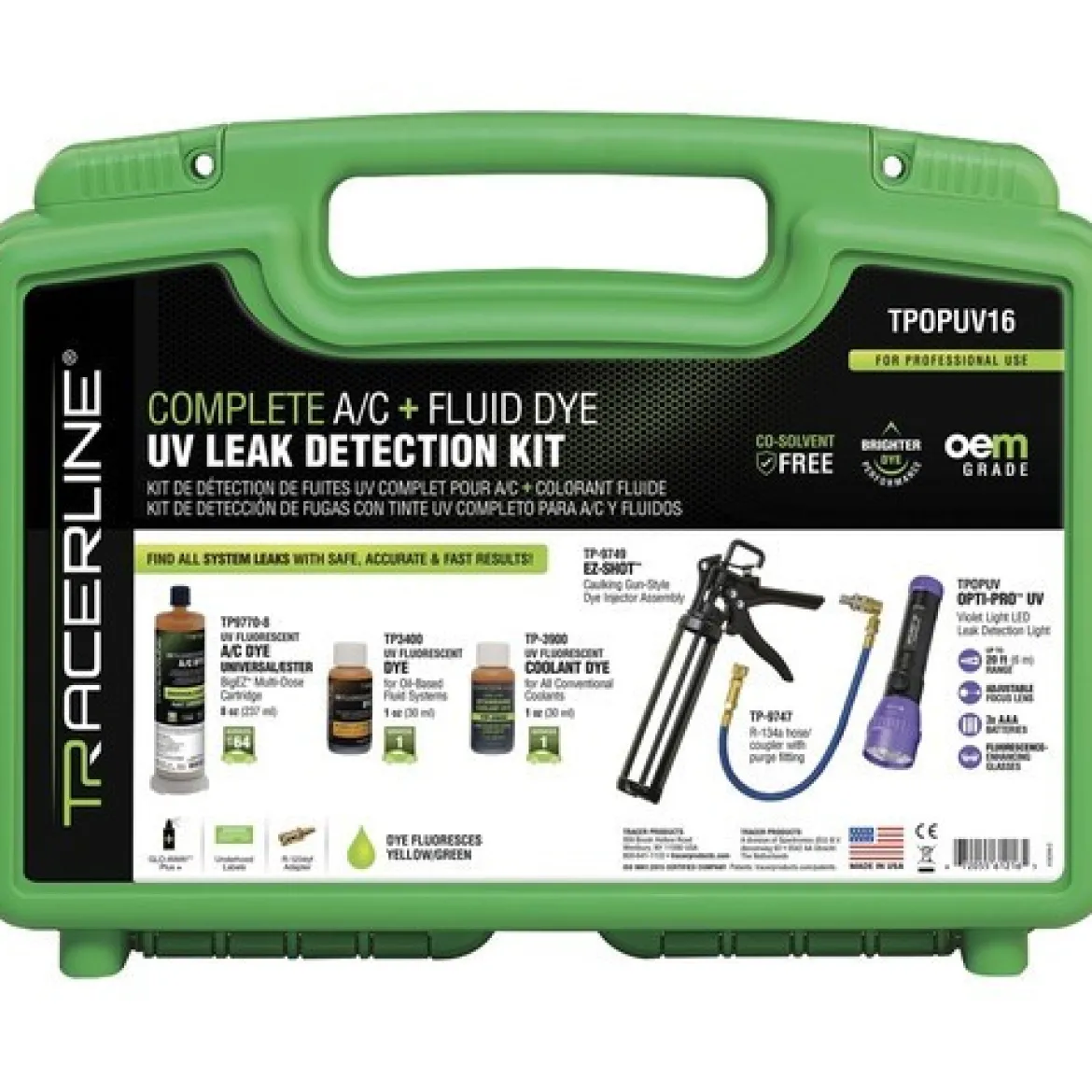 Tracerline Complete A/C & Fluid Dye UV Leak Detection Kit (TPOPUV16)