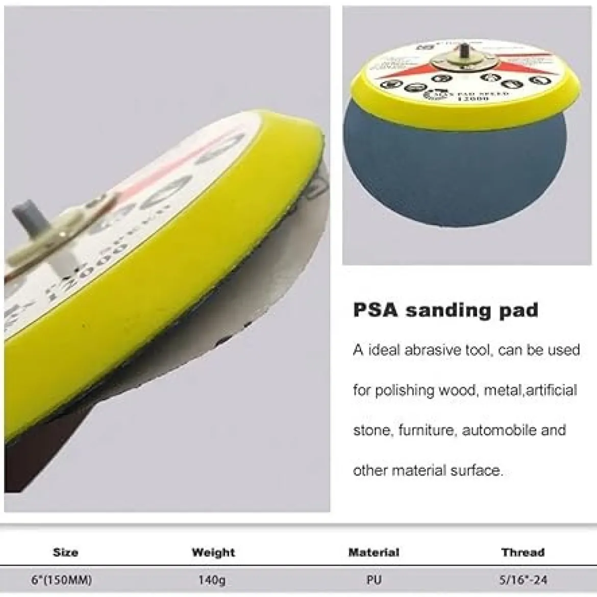 US Chemical And Plastics 6" PSA DA Pad Urethane Vinyl Face 13000 RPM (54224)