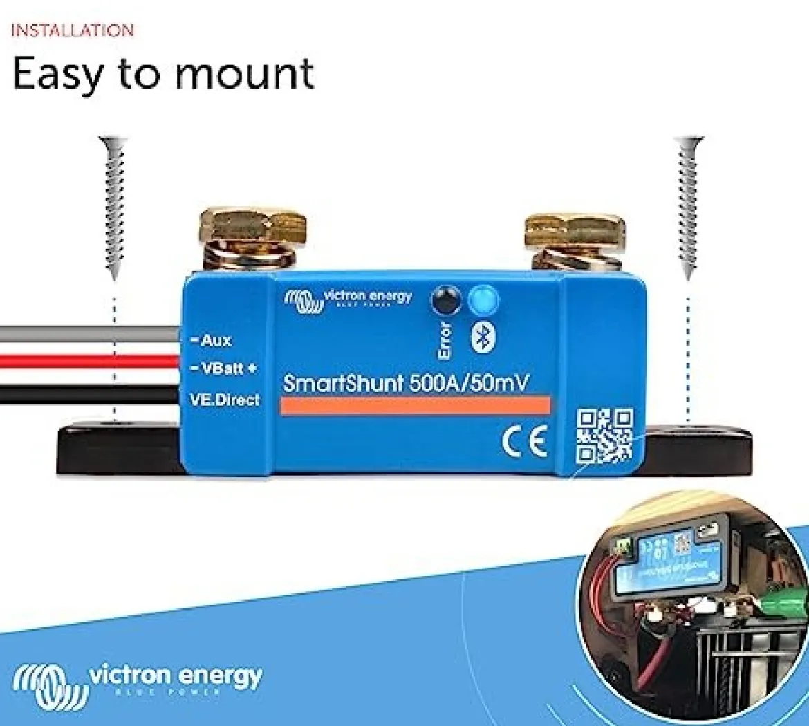 Victron Energy Smartshunt Ip65 500 Amp Battery Monitor, Bluetooth (SHU065150050)