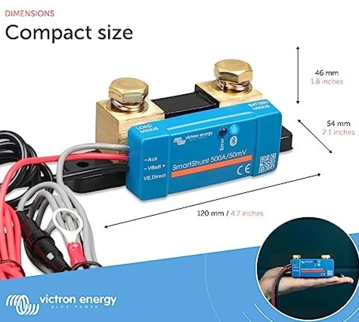 Victron Energy Smartshunt Ip65 500 Amp Battery Monitor, Bluetooth (SHU065150050)