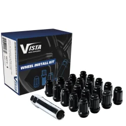West Coast 12x1.5 Bulge Acorn Spline Lug Nuts 1.38" 5 Lug Install Kit Black, SD-14 (DPC55015SB)