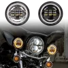 XKGLOW 4.5" LED Motorcycle Driving Lights with Amber Halo (XK042007-B, XK042007-W)