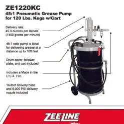 Zeeline 45:1 Grease Pump For 120 Lbs. Kegs Package W/Cart (ZE1220KC)