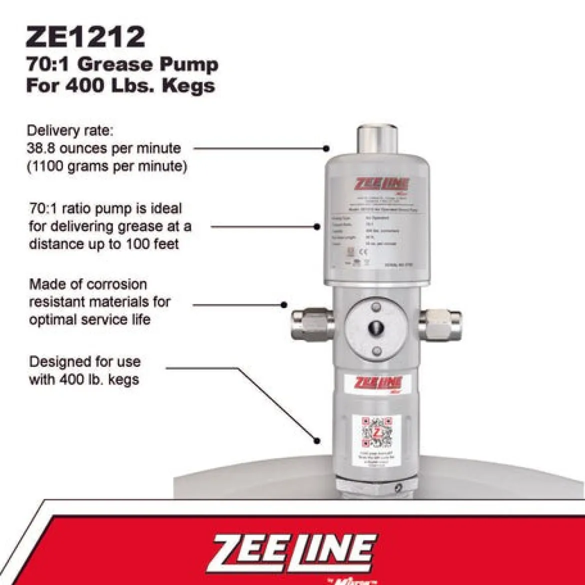 Zeeline 70:1 Grease Pump For 400 Lbs. Kegs (ZE1212)
