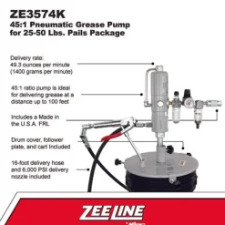 Zeeline 45:1 Grease Pump For 25-50 Lbs. Pails Package (ZE3574K)
