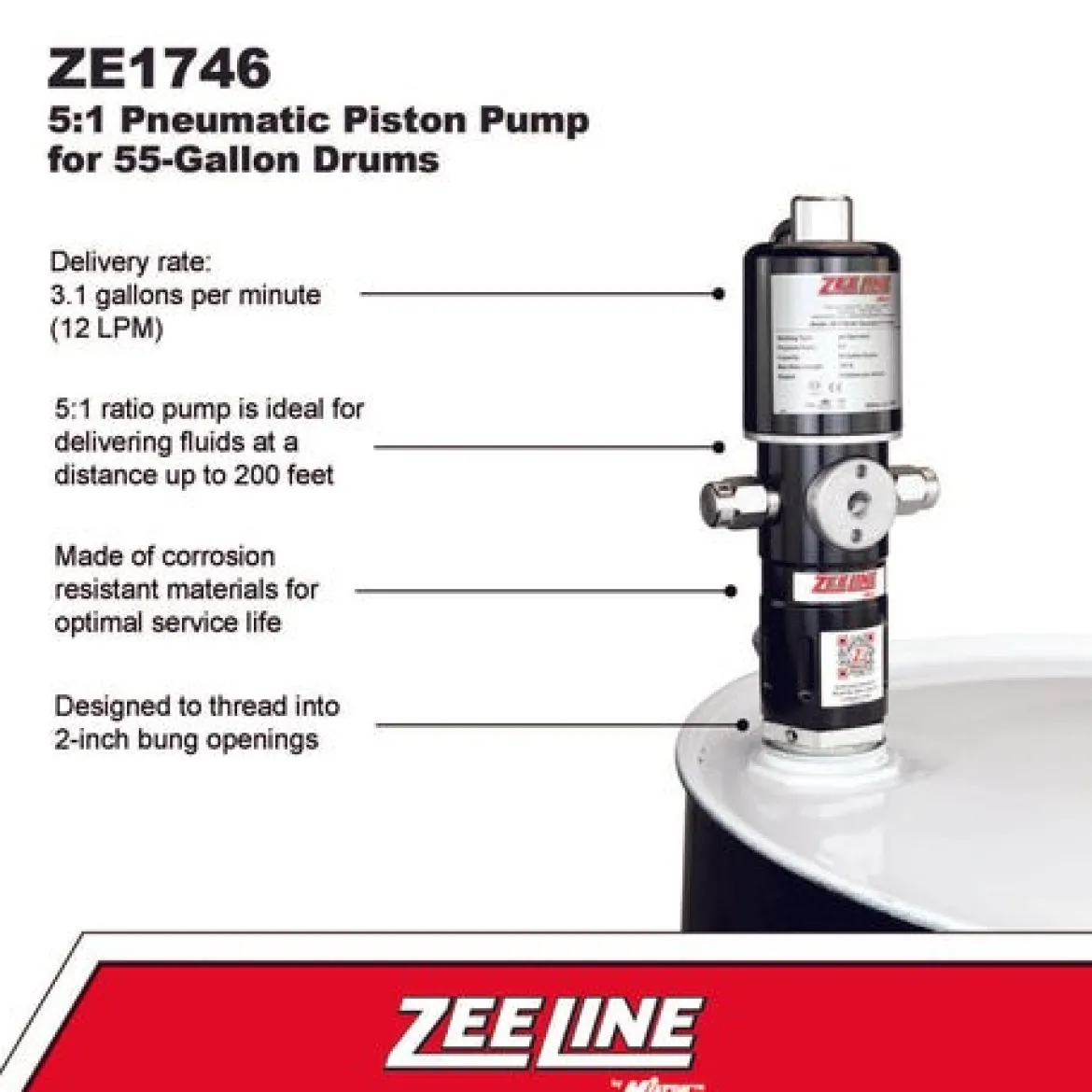 Zeeline 5:1 Pneumatic Piston Pump For 55-Gallon Drums (ZE1746)